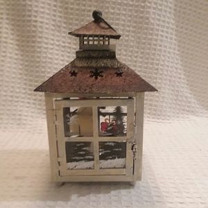 Darice Metal Lantern With Snowmen On Glass Panels